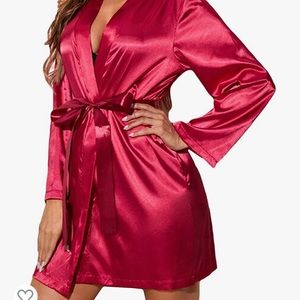 Wine Satin Robe